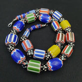 Vintage Venetian Trade African Chevron Beads multi color Big Size Long Strand