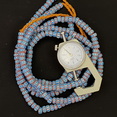 Vintage Venetian African Blue Glass Chevron 9mm Beads Long Strand