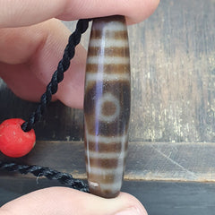 Vintage Himalayan Indo Tibetan 3 eyes Patterns Dzi Amulet Bead