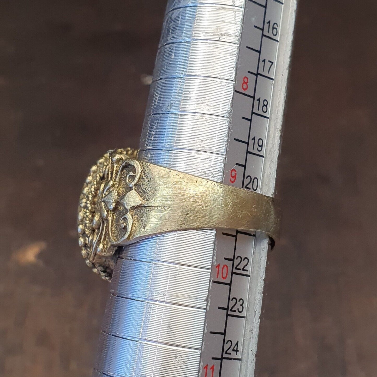 Antiker Vintage alter Lapisstein-Insekten-Intaglio-Messingring
