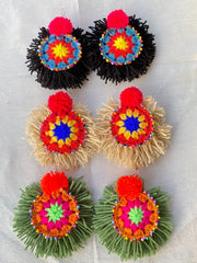 Boho Earrings Set of 3 pairs Crochet Earrings Large Circle Tassel  Drop Earrings