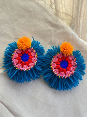 Boho Earrings Set of 3 pairs Crochet Earrings Large Circle Tassel  Drop Earrings