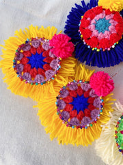Boho Earrings Set of 3 pairs Crochet Earrings Large Circle Tassel  Drop Earrings
