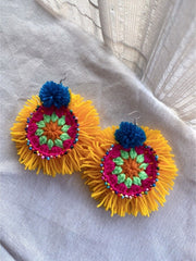 Boho Earrings Set of 3 pairs Crochet Earrings Large Circle Tassel  Drop Earrings