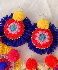 Boho Earrings Set of 3 pairs Crochet Earrings Large Circle Tassel  Drop Earrings