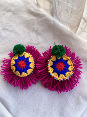 Boho Earrings Set of 3 pairs Crochet Earrings Large Circle Tassel  Drop Earrings