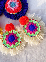 Boho Earrings Set of 3 pairs Crochet Earrings Large Circle Tassel  Drop Earrings