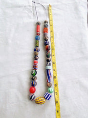 Vintage Chevron and Fancy GLASS BEADS Beaded NECKLACE