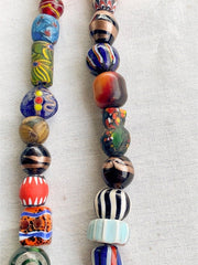 Vintage Chevron and Fancy GLASS BEADS Beaded NECKLACE