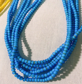 Sky Blue 4 mm Antique Venetian White Heart Trade Beads long strand necklace