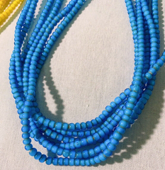 Sky Blue 4 mm Antique Venetian White Heart Trade Beads long strand necklace