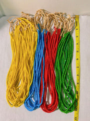 RED 4 mm Antique Venetian White Heart Trade Beads long strand necklace