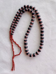 Vintage Venetian Style beads Old African black Glass Chevron Beads Long Strand