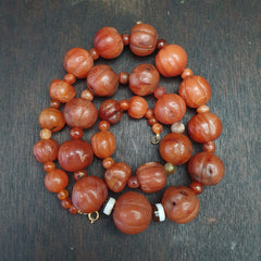 Old Ancient Indo Tibetan Carnelian Pema Raka Amulet Prayer Beads Jewelry
