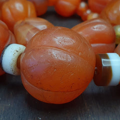 Old Ancient Indo Tibetan Carnelian Pema Raka Amulet Prayer Beads Jewelry