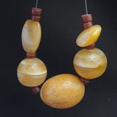 Lot 5 Ancient Antique INDO Himalayan yellow Agate Soleimani Banded Agate Beads