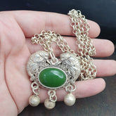 TIBETAN Jade GEMSTONE Tibetan Silver pendant Necklace