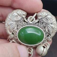 TIBETAN Jade GEMSTONE Tibetan Silver pendant Necklace