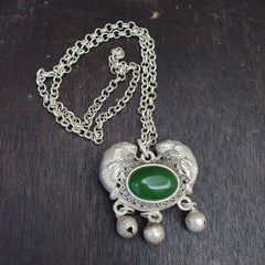 TIBETAN Jade GEMSTONE Tibetan Silver pendant Necklace