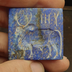 Pakistan Old Lapis Lazuli Stone Animal OX Stamp Seal Rare Find Collection
