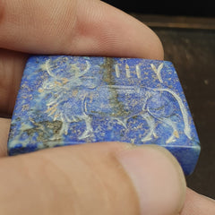 Pakistan Old Lapis Lazuli Stone Animal OX Stamp Seal Rare Find Collection