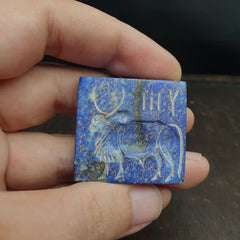 Pakistan Old Lapis Lazuli Stone Animal OX Stamp Seal Rare Find Collection