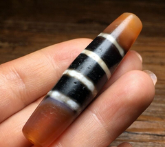 Vintage Himalayan Indo Tibetan rare 4 LINES Patterns Dzi spiritual Amulet Bead
