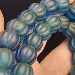 BEAUTIFUL OLD AFRICAN Blue GLASS ANTIQUE BEADS 13-14MM