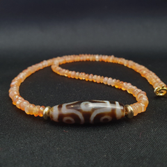 Himalayan Indo Tibetan Eye Beads unique Patterns Dzi Amulet Agate Beads Necklace
