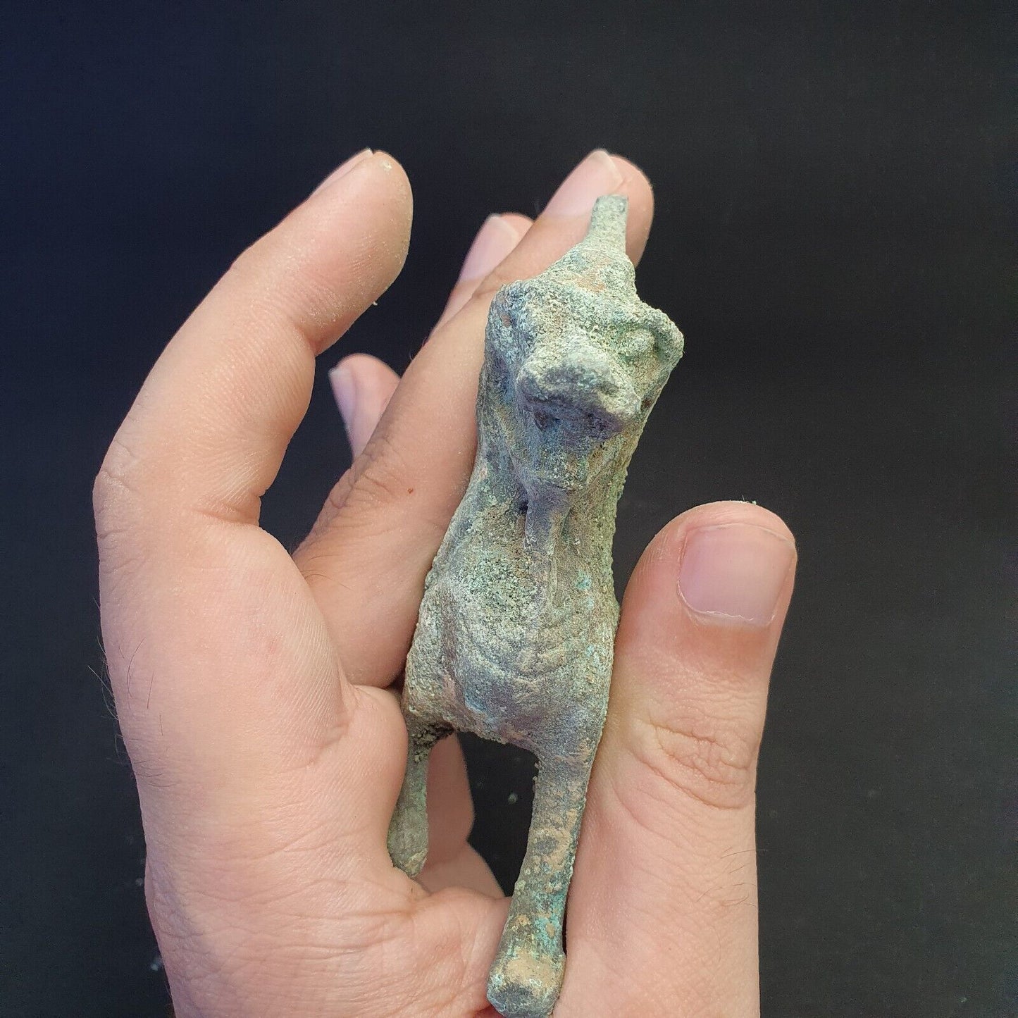 非常古老的稀有近東青銅獨特可愛動物雕像