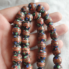 vintage Aventurine Millefiori trade Fancy FEATHER glass beads