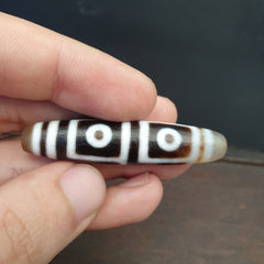 Vintage OLD Himalayan Indo Tibetan Agate rare Patterns 4 eye Dzi Amulet Bead