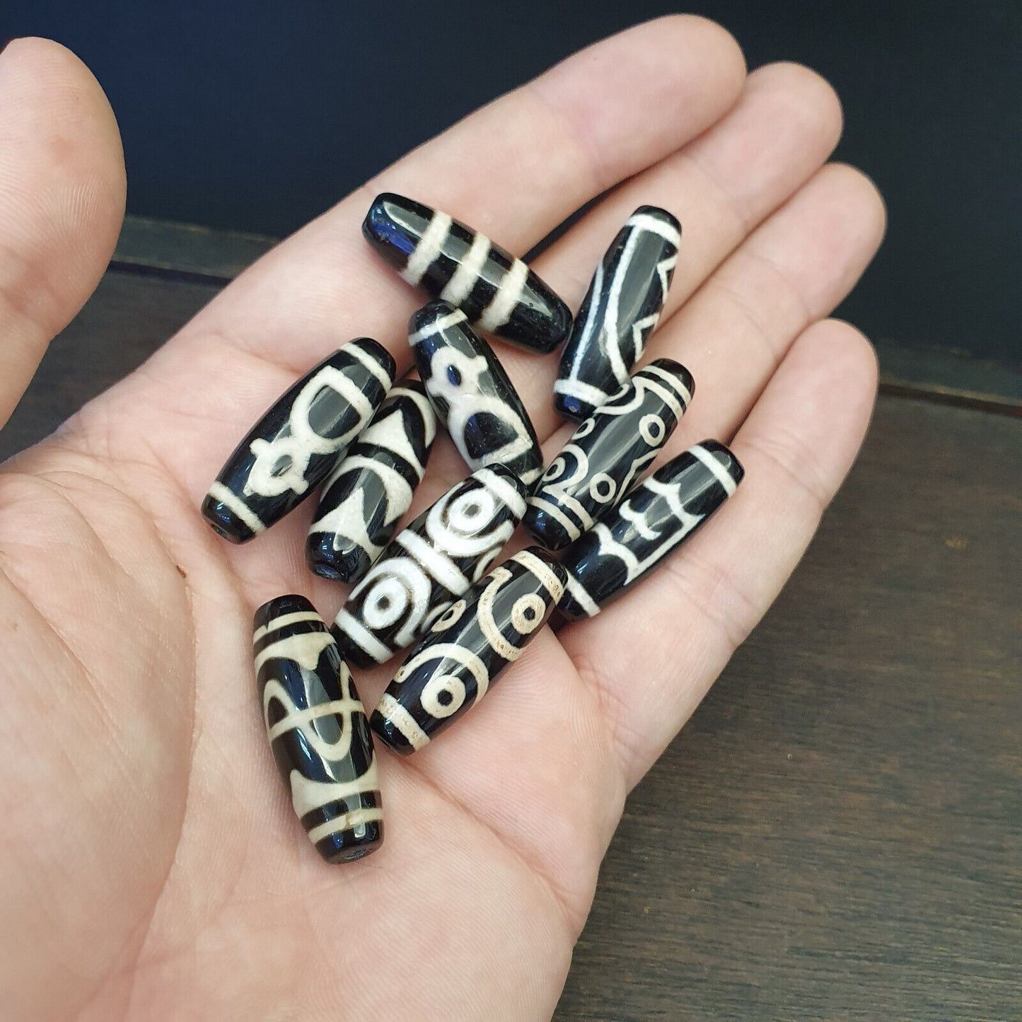 批量 10 顆西藏中國尼泊爾喜馬拉雅瑪瑙眼睛珠天珠護身符珠