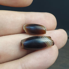 Wonderfully 2 old Antique Himalayan Indo Tibetan Eyes Dzi Amulet Bead 1000+ year