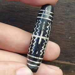 HIMALAYAN Indo Tibetan Central Asian Etched Agate beads Decorated bead BD ET 19