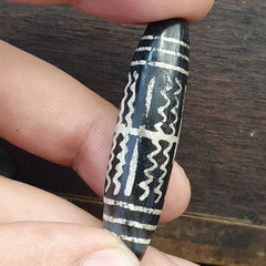 HIMALAYAN Indo Tibetan Central Asian Etched Agate beads Decorated bead BD ET 19