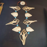 RARE CA 1800 NATIVE INDIAN BUFFALO TOOTH / BONE BEADED NECKLACE