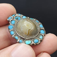 Old Antique Himalayan Indo Tibetan Luk Mik Silver pendant Amulet Bead