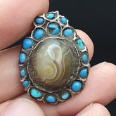 Old Antique Himalayan Indo Tibetan Luk Mik Silver pendant Amulet Bead