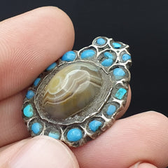 Old Antique Himalayan Indo Tibetan Luk Mik Silver pendant Amulet Bead