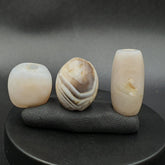 Lot 3 Antique Ancient Old Yemeni Soleimani Agate Bead White Agate SL031