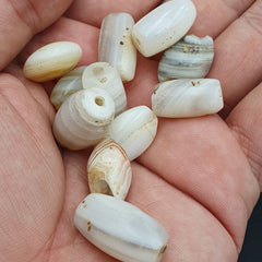 Lot 11 Antique Ancient Old Yemeni Soleimani Agate Bead White Agate   SL030