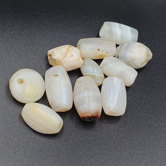 Lot 11 Antique Ancient Old Yemeni Soleimani Agate Bead White Agate   SL030