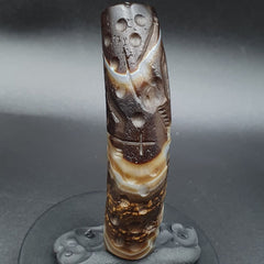 Unique Antique Near East Old Agate Intaglio Cylinder Seal Historic Bead Amulet