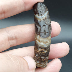 Unique Antique Near East Old Agate Intaglio Cylinder Seal Historic Bead Amulet