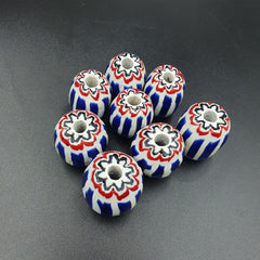 Lot Antique Venetian inspired African Blue Glass 6 layers Chevron Beads 8 pcs