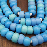 Vintage OLD AFRICAN Blue GLASS ANTIQUE BEADS 11-12MM 100+ beads Strand
