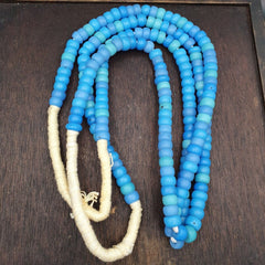 Vintage OLD AFRICAN Blue GLASS ANTIQUE BEADS 11-12MM 100+ beads Strand