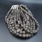 Lot 2 Vintage OLD AFRICAN Black GLASS ANTIQUE Stripes BEADS 7-8MM beads Strand
