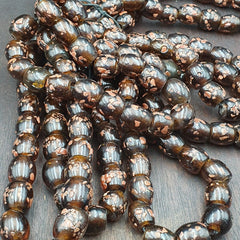 Vintage glass beads aventurine BROWN fancy trade Beads 15x15MM